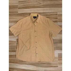 Nat Nast Luxury Originals Mens XL Orange Plaid 100% Silk Short Sleeve Shirt